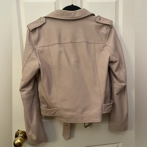 All Saints Blush Pink Genuine Leather Jacket - Picture 4 of 6